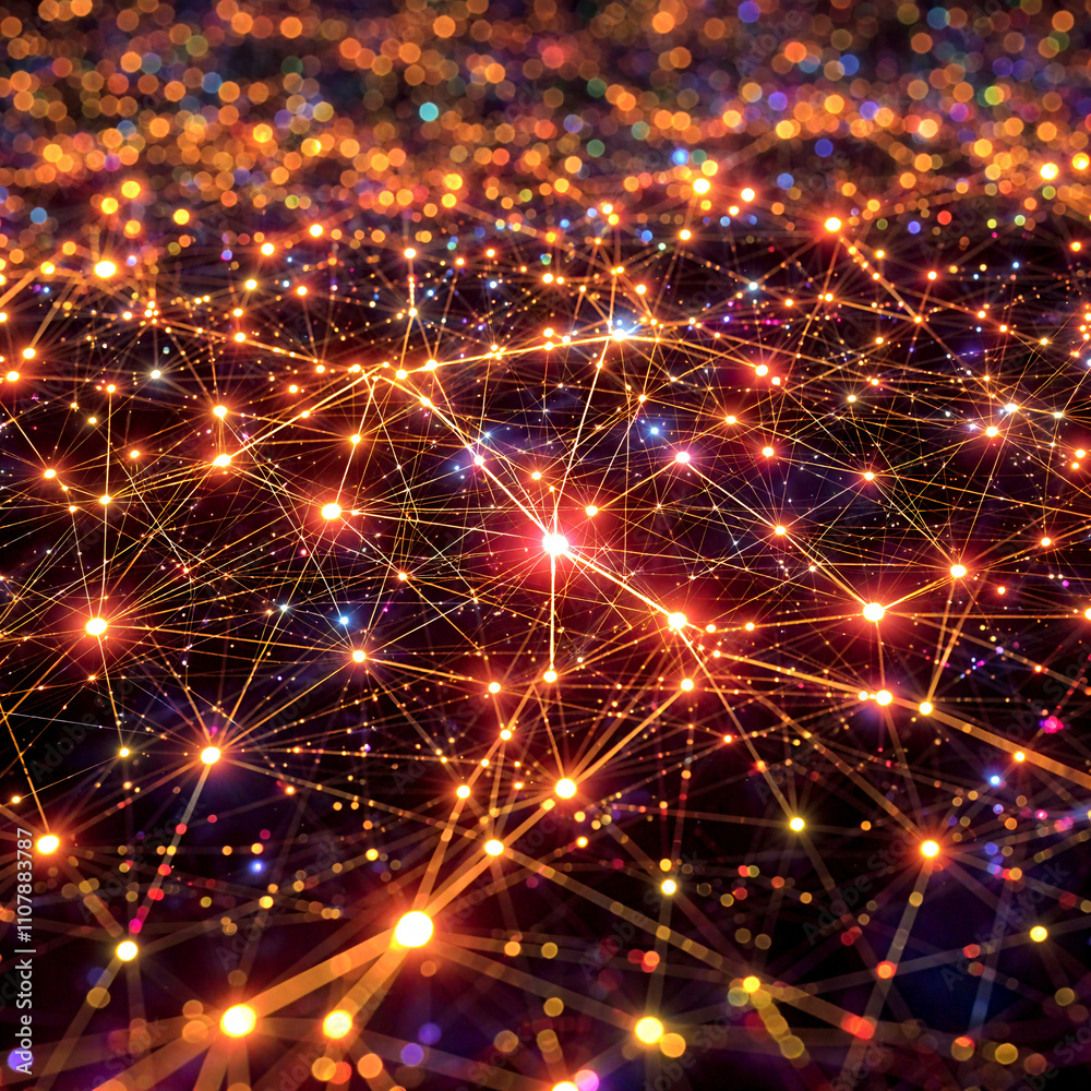 Obraz premium Neural Network Visualization on Holographic Grid with Dynamic Data Flow