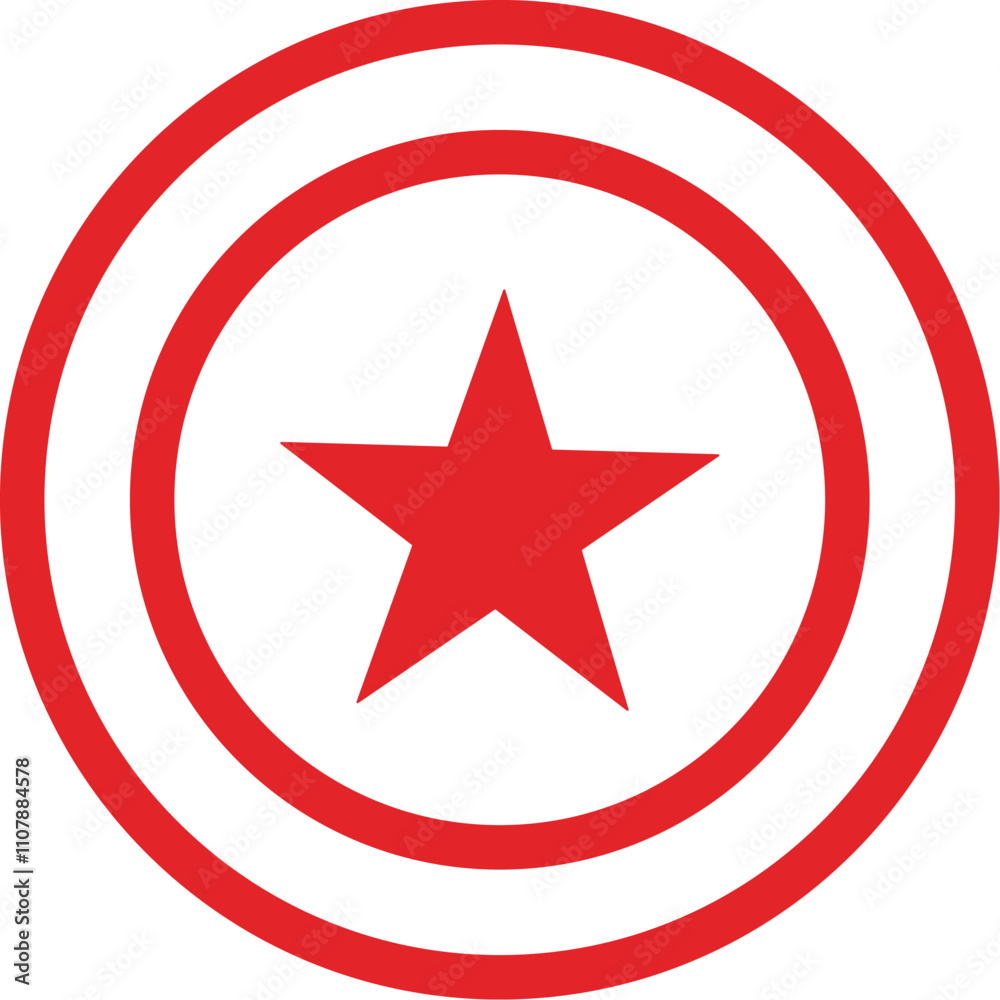 Obraz premium Red star emblem inside two concentric circles for minimalist projects, logos, patriotic symbols, or any design requiring a strong and iconic symbol.