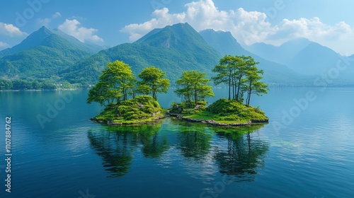 island in the fuxian lake in yunnan china photo