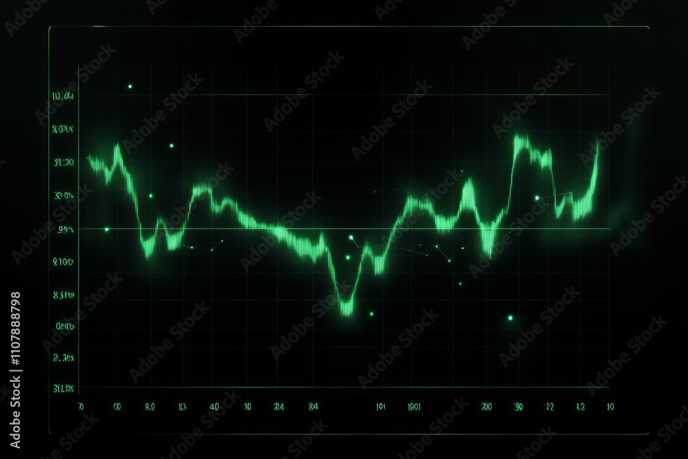 Fototapeta premium chart in green colors on a black background.