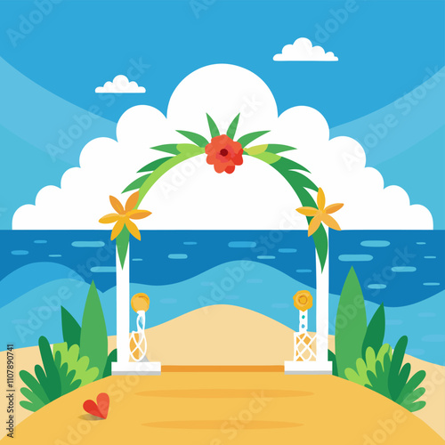 Beach Wedding Bliss Background Vector Design