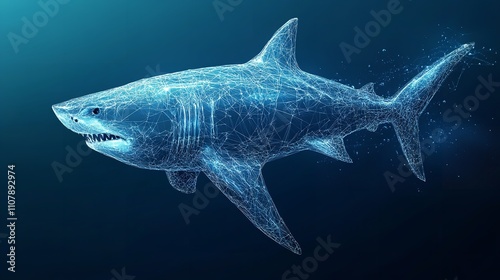 Abstract Great White Shark in Technological Style: High Speed photo