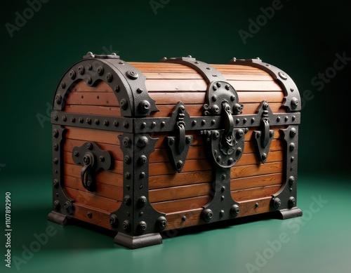 Medieval chest with iron details for thematic decor and design inspiration photo