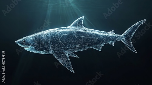 Abstract Great White Shark in Technological Style: High Speed photo