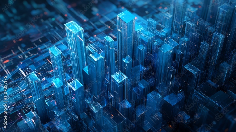 custom made wallpaper toronto digital Data chart, rising arrow, bar chart, blue, three-dimensional, data, technological sense