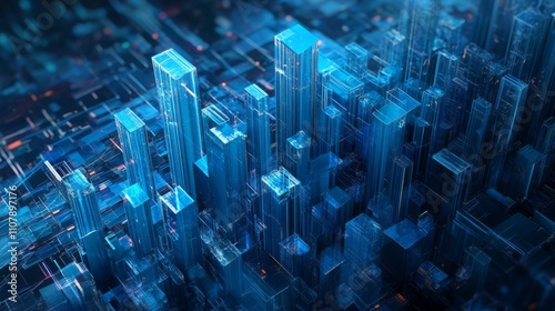 Wallpaper Mural  Data chart, rising arrow, bar chart, blue, three-dimensional, data, technological sense  Torontodigital.ca