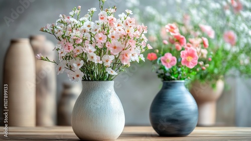 Wallpaper Mural Elegant Floral Arrangement in Modern Vases Torontodigital.ca