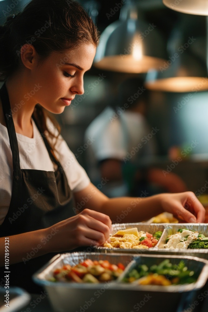 A chef prepares ingredients and meals in a commercial kitchen setting A chef prepares ingredients and meals in a commercial kitchen setting