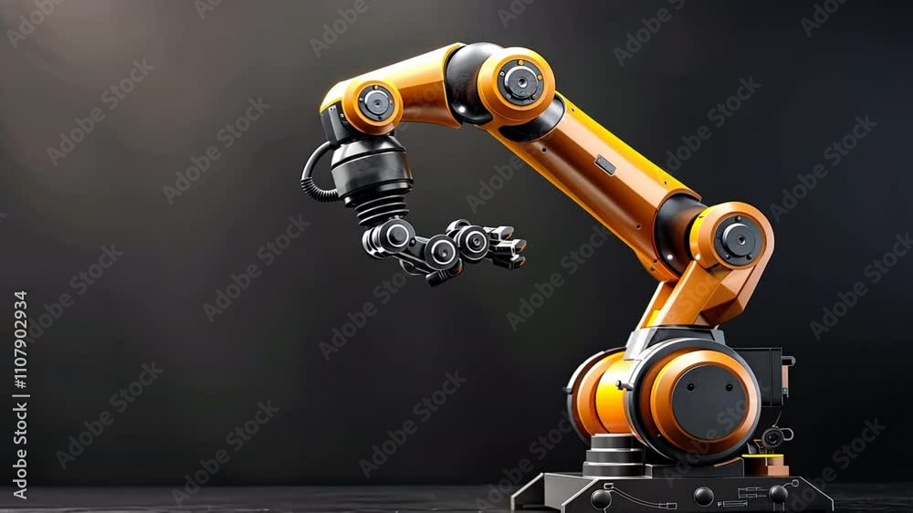 Robotic Arm in Orange and Black Precision Engineering for Industrial Automation and Manufacturing Technology Robotic Arm in Orange and Black Precision Engineering for Industrial Automation and Manufacturing Technology
