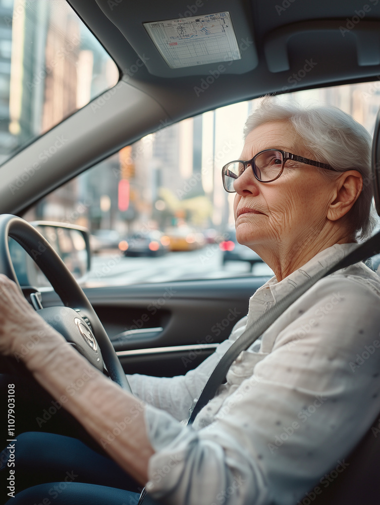 Senior Driver in City Traffic Senior Driver in City Traffic