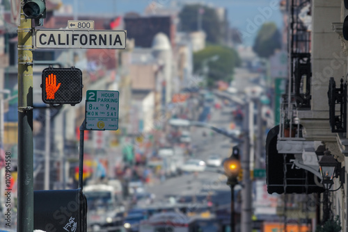 Red Traffic Light in San Francisco, California