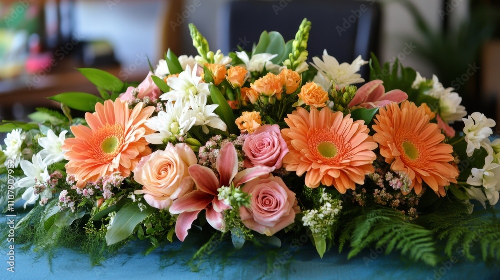 Obraz premium Floral Arrangement with Orange and Pink Blooms