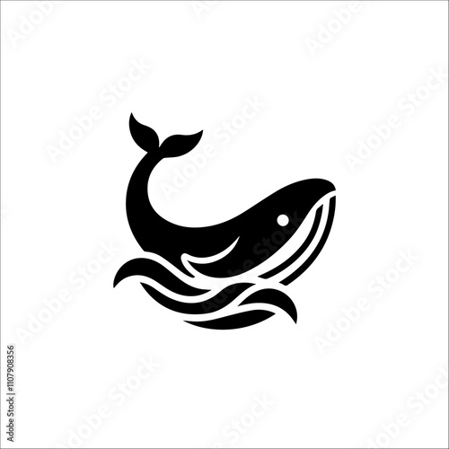 Whale Silhouette Vector Logo for Marine and Oceanic Design photo