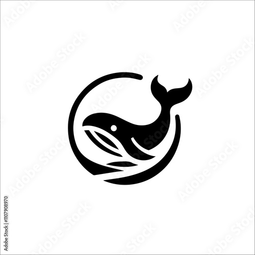 Whale Silhouette Vector Logo for Marine and Oceanic Design photo