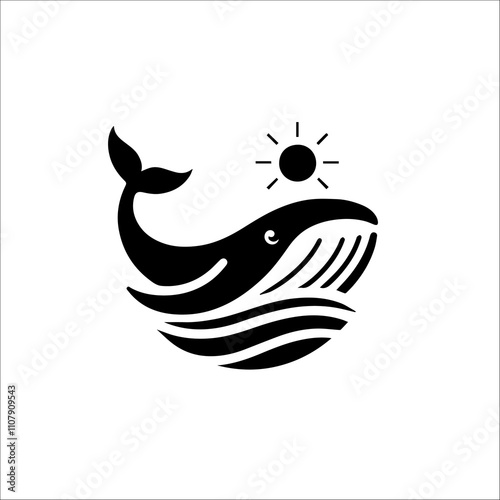 Whale Silhouette Vector Logo for Marine and Oceanic Design photo