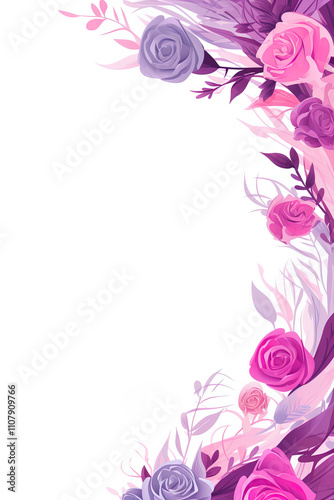 Holiday greeting card with decorative flowers and free space for text, copy space