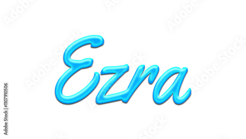 Cuadro en lienzo Glowing blue effect of name Ezra on white background.