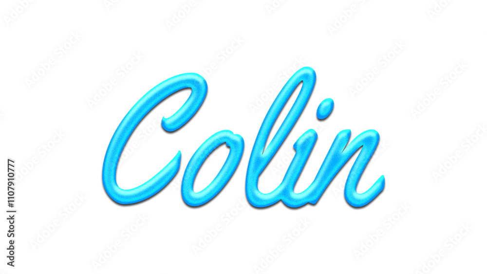 Fototapeta premium Glowing blue effect of name Colin on white background. 