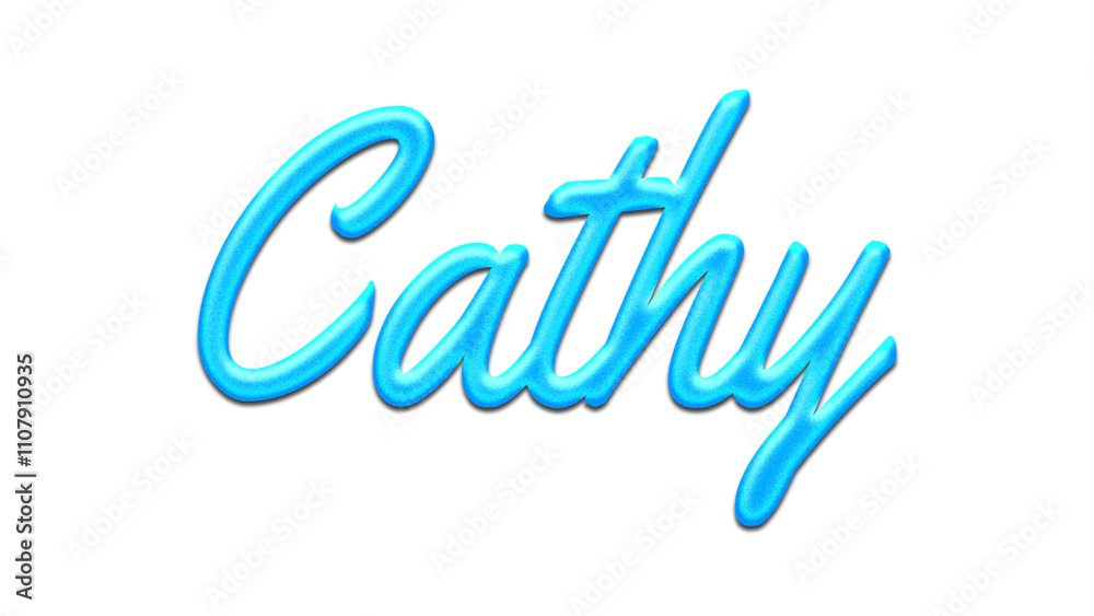 Fototapeta premium Glowing blue effect of name Cathy on white background. 
