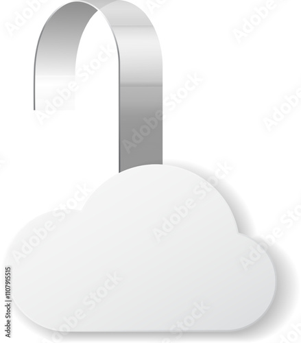 Blank cloud shaped wobblers on a metallic hanger for product promotion in stores. Versatile tools for advertising, discounts, and engaging shoppers in retail settings