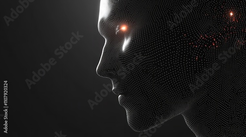 Abstract Head of the Humanoid Robot Android in Futuristic Look photo