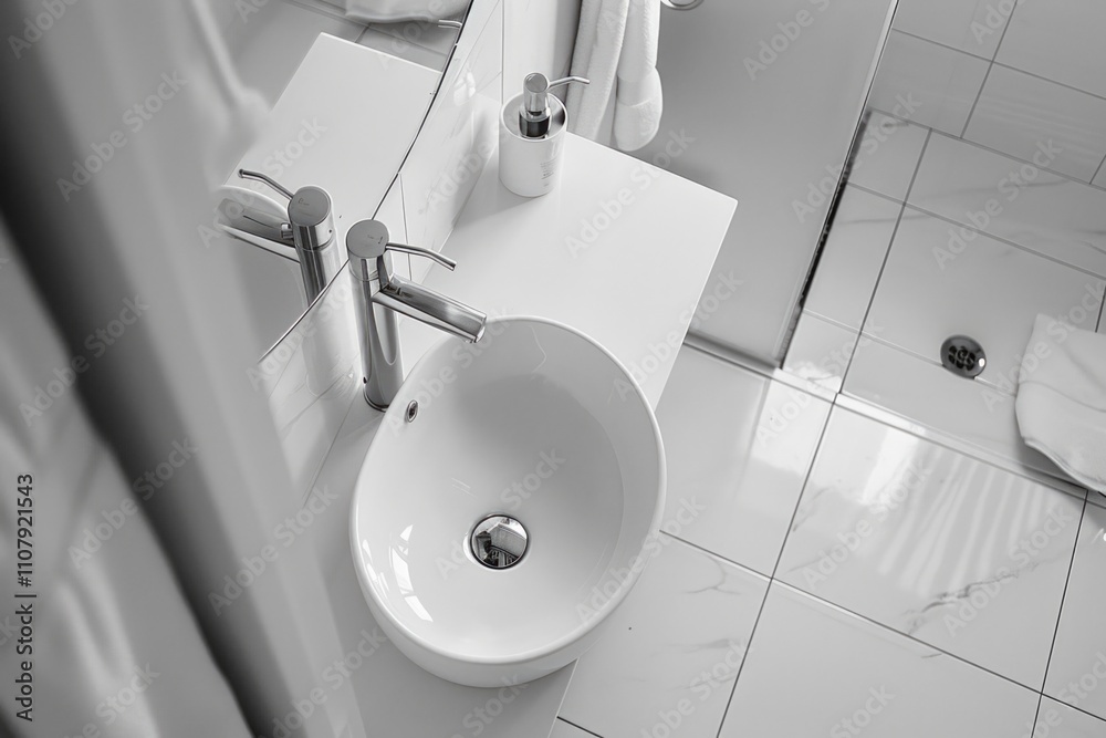 Fototapeta premium A modern bathroom featuring a sink and shower