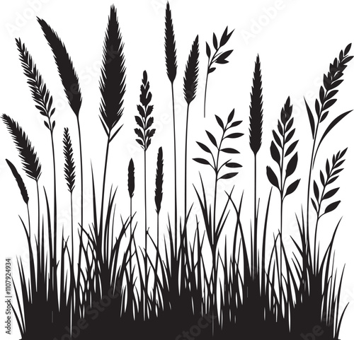 grass silhouette vector illustration white background