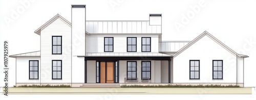 Modern farmhouse design residential area architectural exterior view contemporary style elegant living