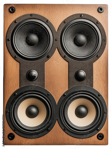 PNG Wooden speaker with multiple drivers and tweeters photo