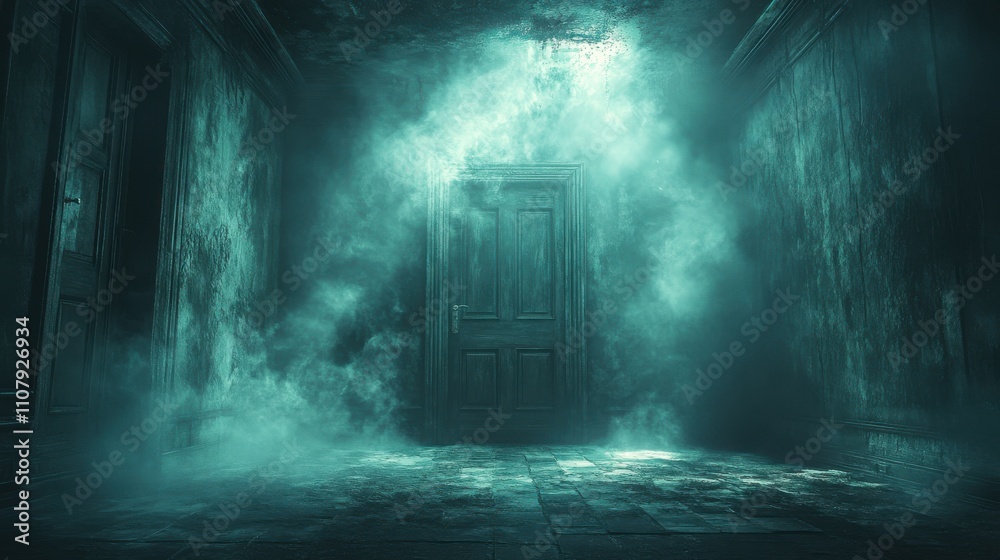 Obraz premium the dark mysterious abandoned room fantasy scene 3d rendering