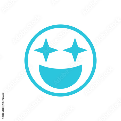 Amazed emoji expression, Isolated on white background, Blue icon set.