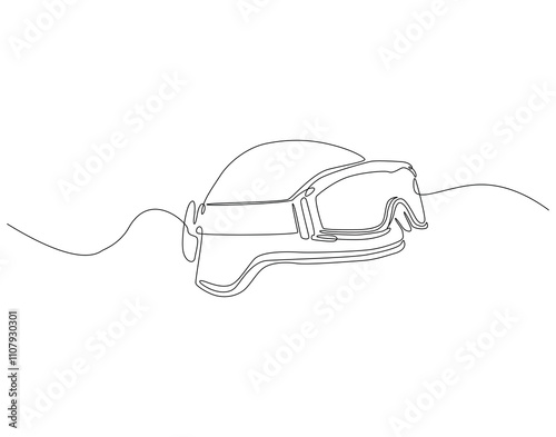 Continuous one line drawing of army helmet. One line drawing illustration of soldier helmet. Soldier equipment concept single line. Editable outline