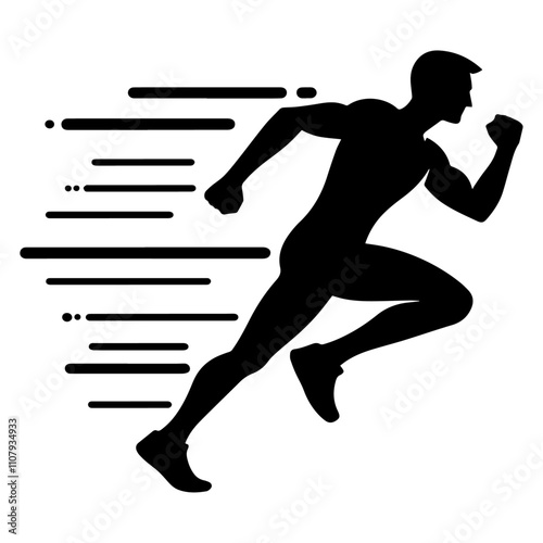 Running man with speed lines vector icon 