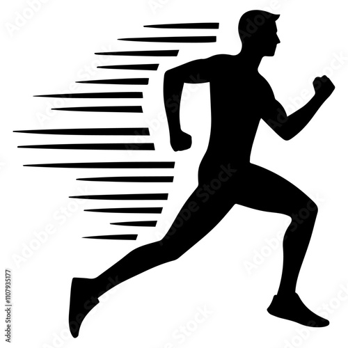 Running man with speed lines vector icon illustration.