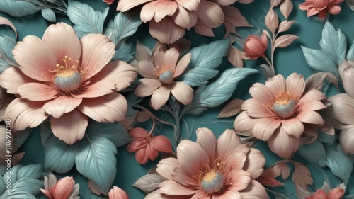  Fantasy Vintage Floral Wallpaper. A beautiful fantasy vintage wallpaper with a botanical flower pattern. 