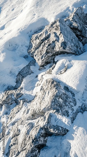 Close Up of Rocky Mountain Peaks with Icy Cliffs and Snow Drifts Snow Covered Mountains and Peaks ,Winter seasson, Happy New Year, Happy christmass 