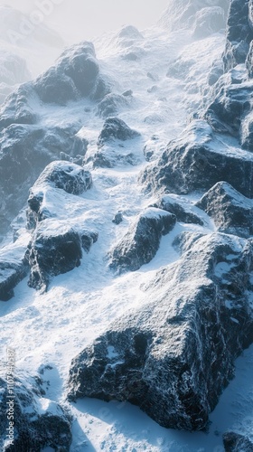 Close Up of Rocky Mountain Peaks with Icy Cliffs and Snow Drifts Snow Covered Mountains and Peaks ,Winter seasson, Happy New Year, Happy christmass 