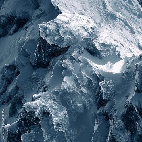 Close Up of Rocky Mountain Peaks with Icy Cliffs and Snow Drifts Snow Covered Mountains and Peaks ,Winter seasson, Happy New Year, Happy christmass 