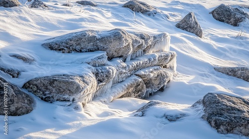 Close Up of Rocky Mountain Peaks with Icy Cliffs and Snow Drifts Snow Covered Mountains and Peaks ,Winter seasson, Happy New Year, Happy christmass 