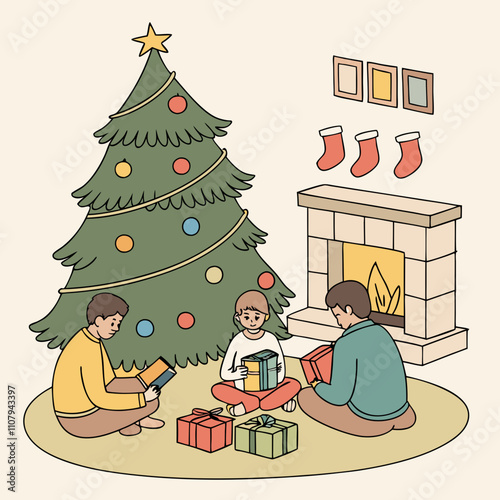 "A bustling Christmas market at night, with glowing stalls selling holiday treats like gingerbread cookies and hot cocoa. Twinkling lights drape across the market, creating a festive atmosphere. Peopl