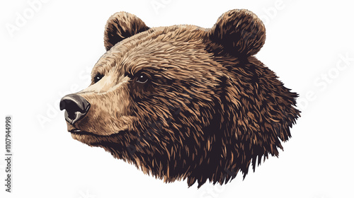 Wild Animal Bear Head Vector Illustration with Grated Detail for Design Projects