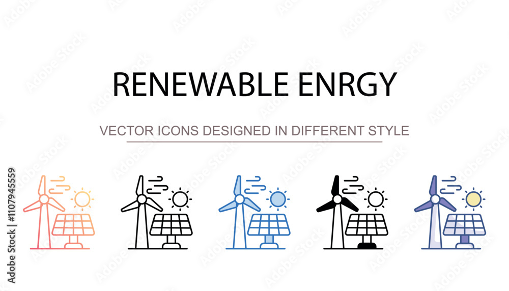 Renewable Enrgy icon design with white background stock illustration