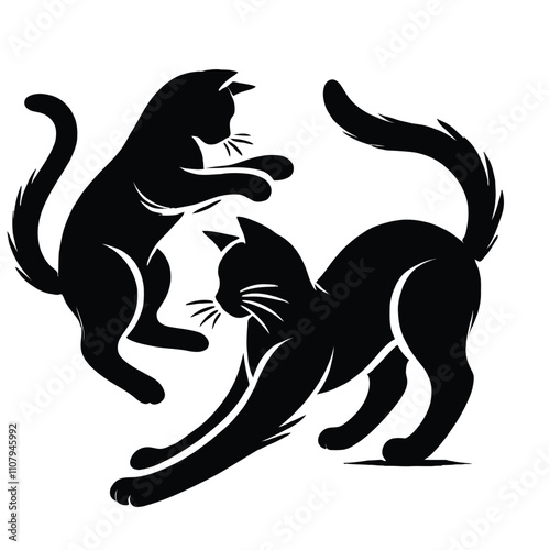 Cats Playing Silhouette