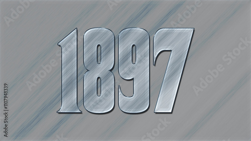 3D Glass effect number design of 1897, glassy background.