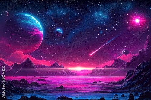 Vibrant Cosmic Landscape at Dusk