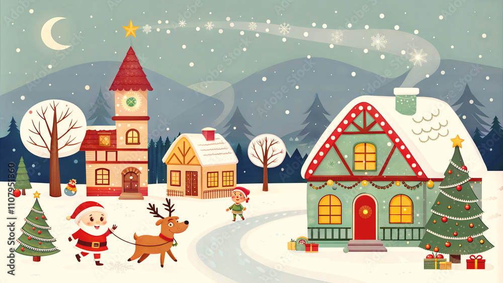 Merry Christmas background festive template, seasonal illustration