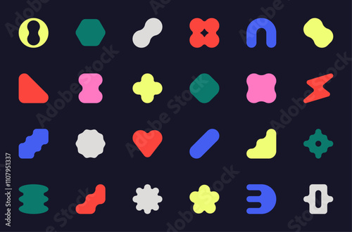Collection of vector, modern, abstract and geometric shapes and symbols.