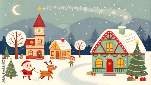 Obraz na płótnie Merry Christmas background festive template, seasonal illustration w salonie