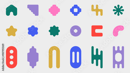 Collection of vector, modern, abstract and geometric shapes and symbols.