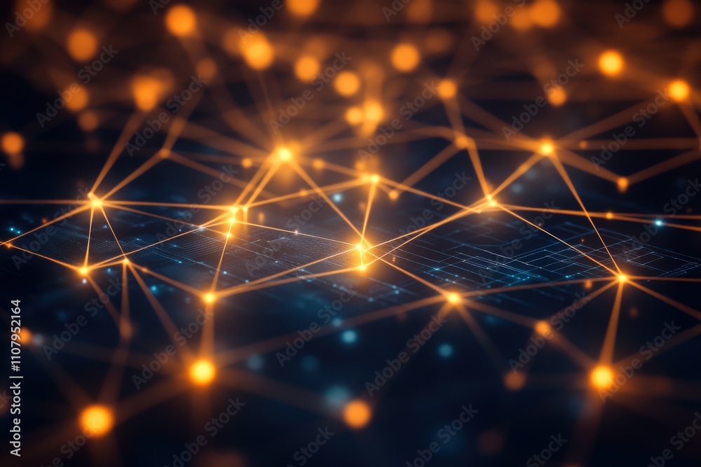 Fototapeta premium Abstract Connected Network with Glowing Points